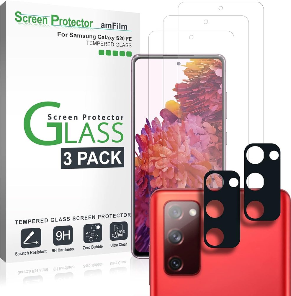 clear tempered glass screen protector for Galaxy S20 FE by amFilm