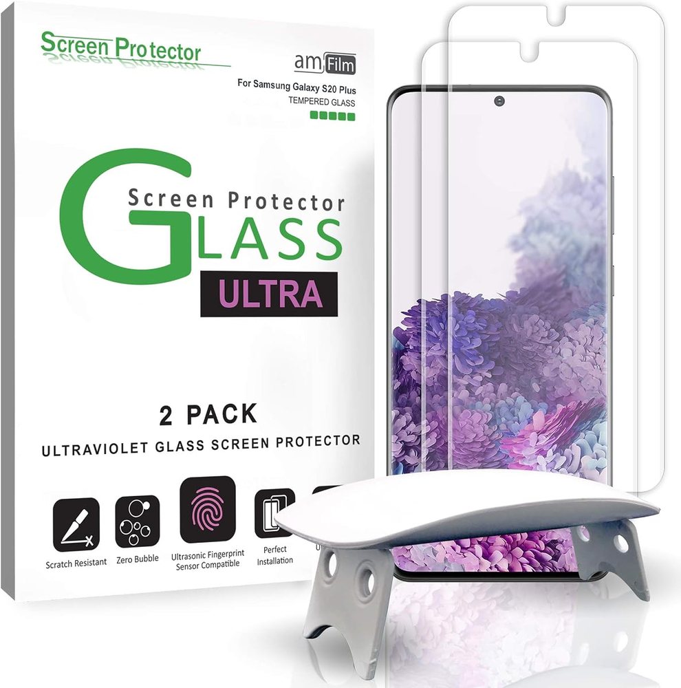 clear tempered glass screen protector for Galaxy S20 Plus by amFilm