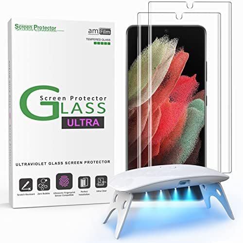 clear tempered glass screen protector for Galaxy S21 Ultra by amFilm