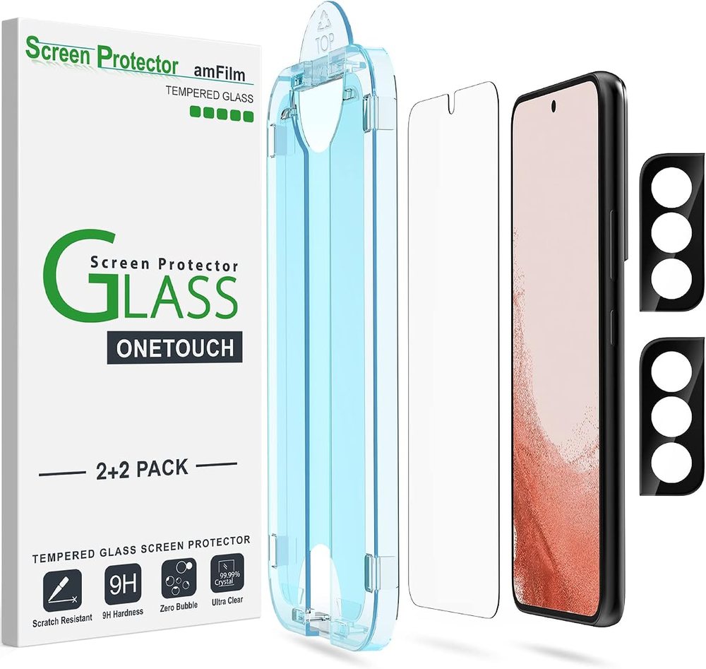 clear tempered glass screen protector for Galaxy S22+ by amFilm