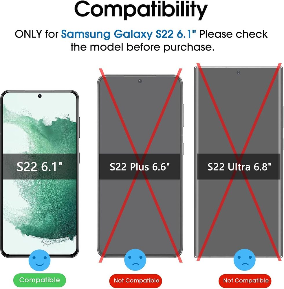 clear tempered glass screen protector for Galaxy S22 by amFilm