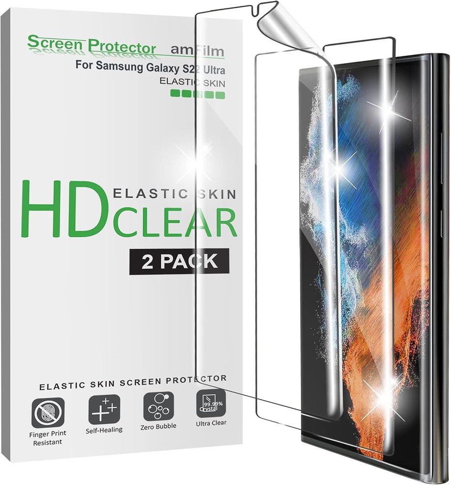 clear tempered glass screen protector for Galaxy S22 Ultra by amFilm