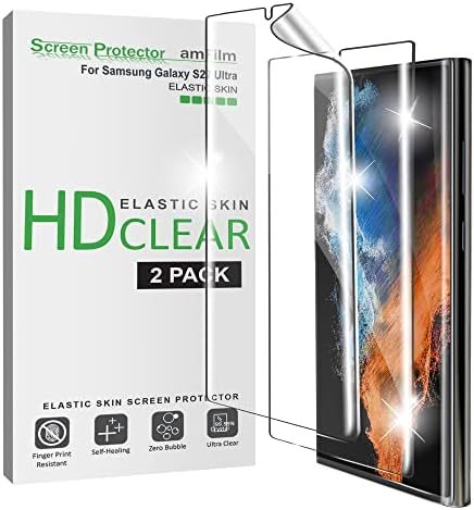 clear tempered glass screen protector for Galaxy S22 Ultra by amFilm