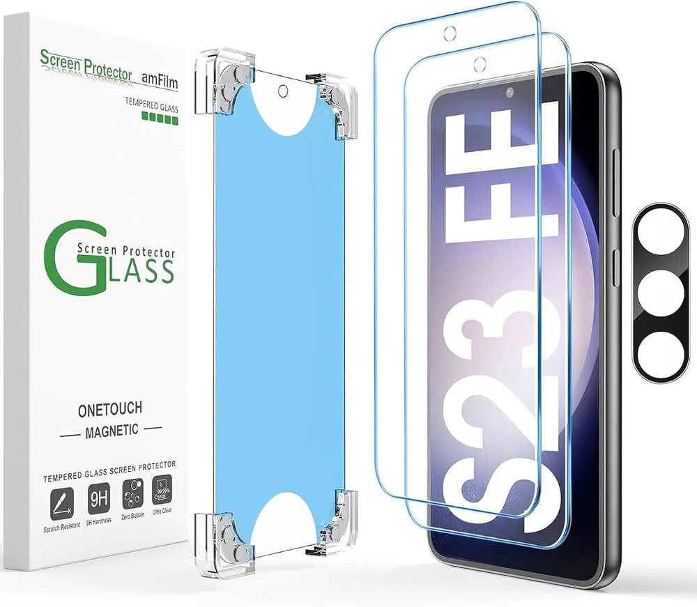 clear tempered glass screen protector for Galaxy S23 FE by amFilm