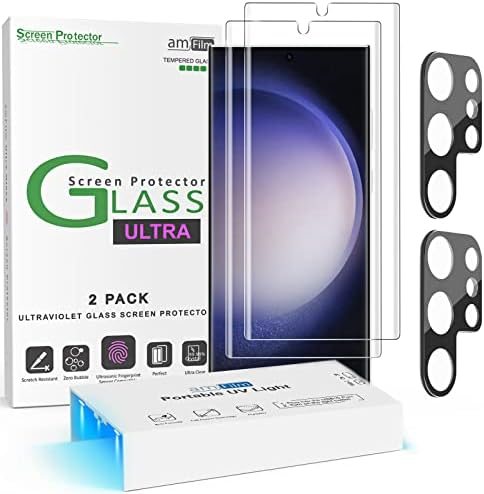 clear tempered glass screen protector for Galaxy S23 Ultra by amFilm