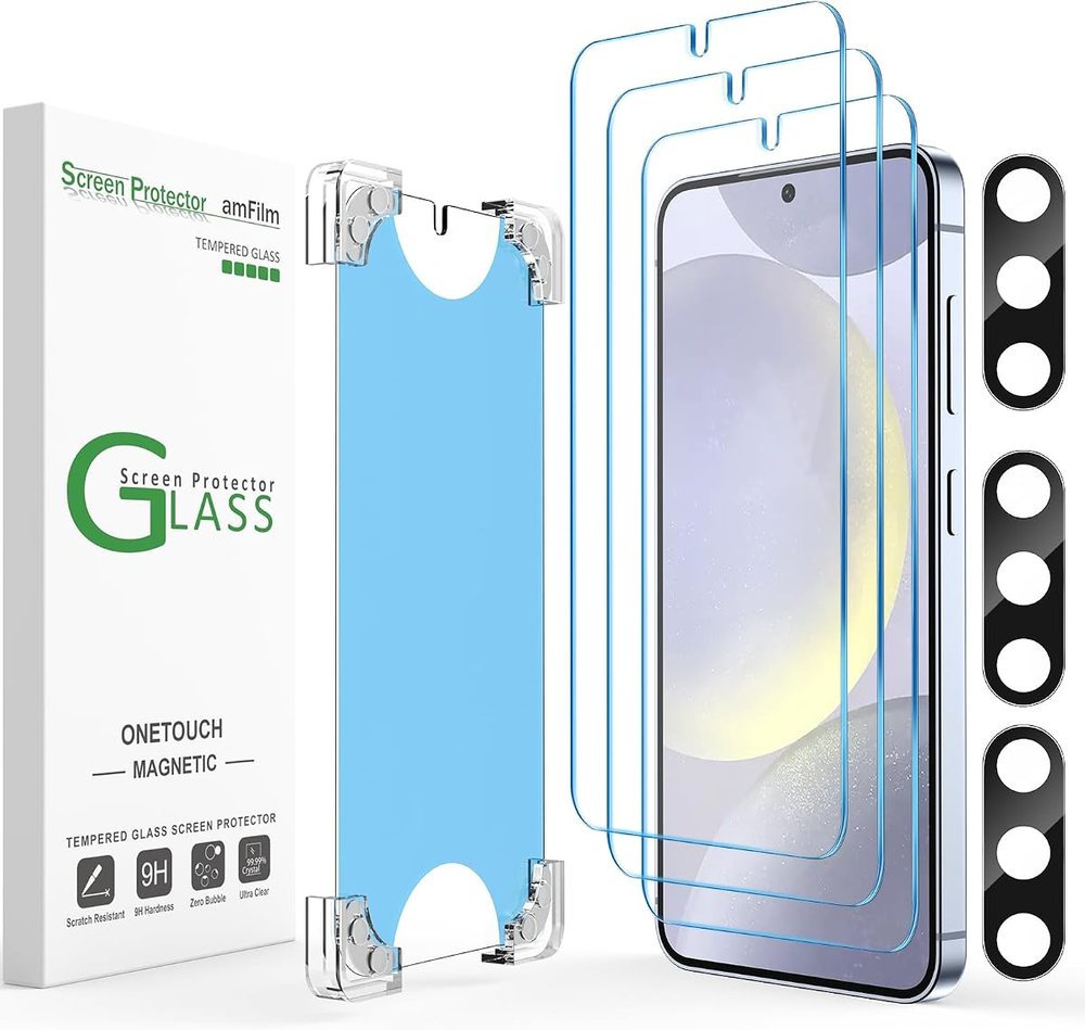 clear tempered glass screen protector for Galaxy S24 Plus by amFilm