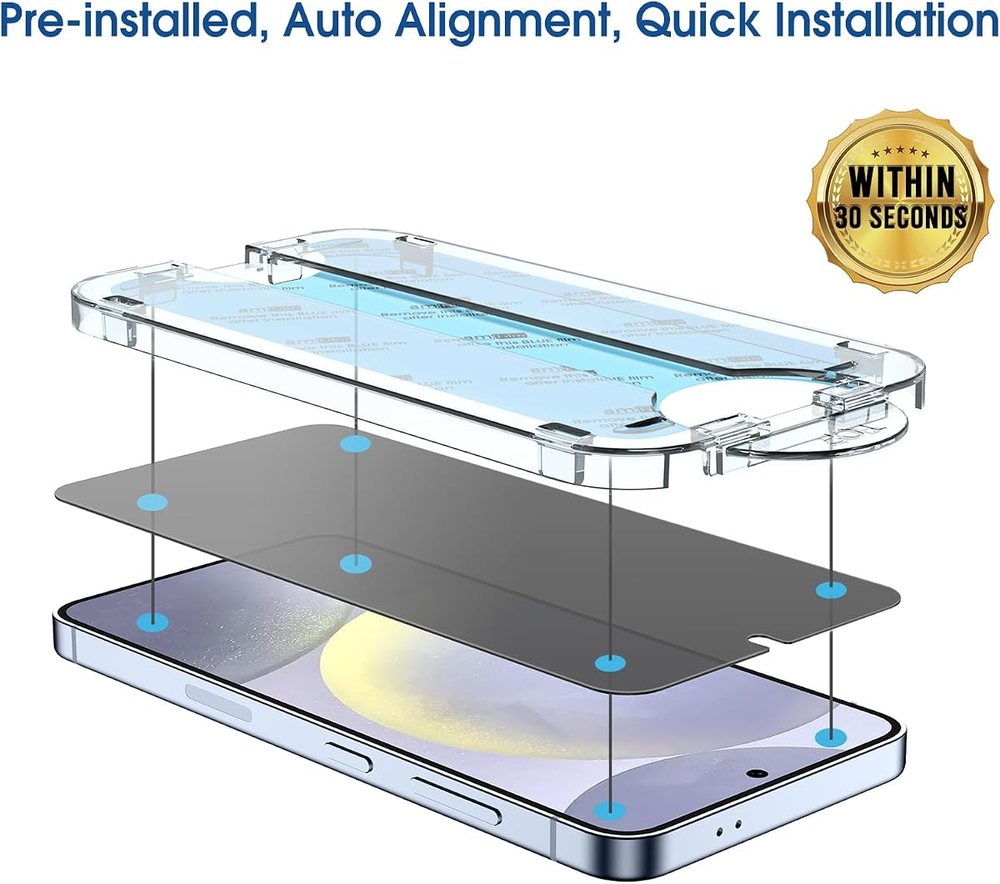 privacy tempered glass screen protector for Galaxy S24+ by amFilm