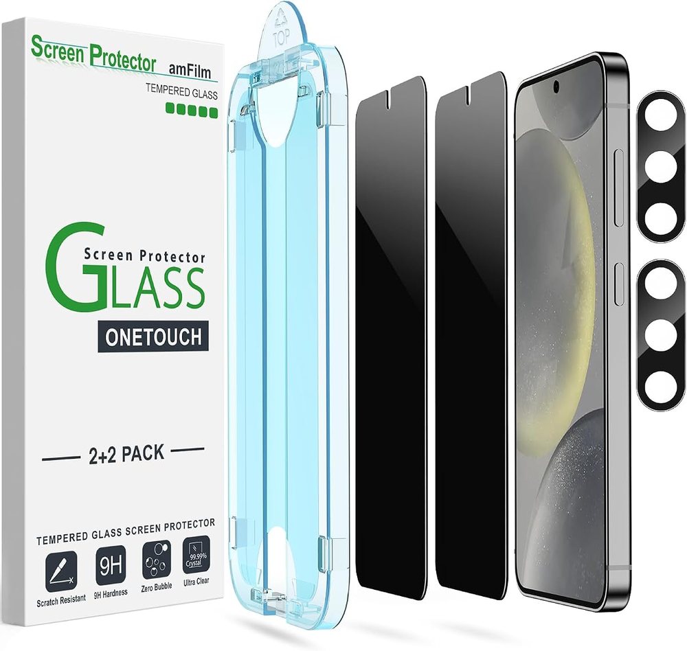 privacy tempered glass screen protector for Galaxy S24 by amFilm
