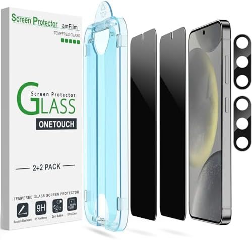 privacy tempered glass screen protector for Galaxy S24 by amFilm