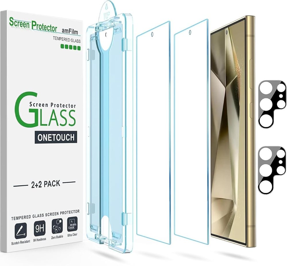 clear tempered glass screen protector for Galaxy S24 Ultra by amFilm
