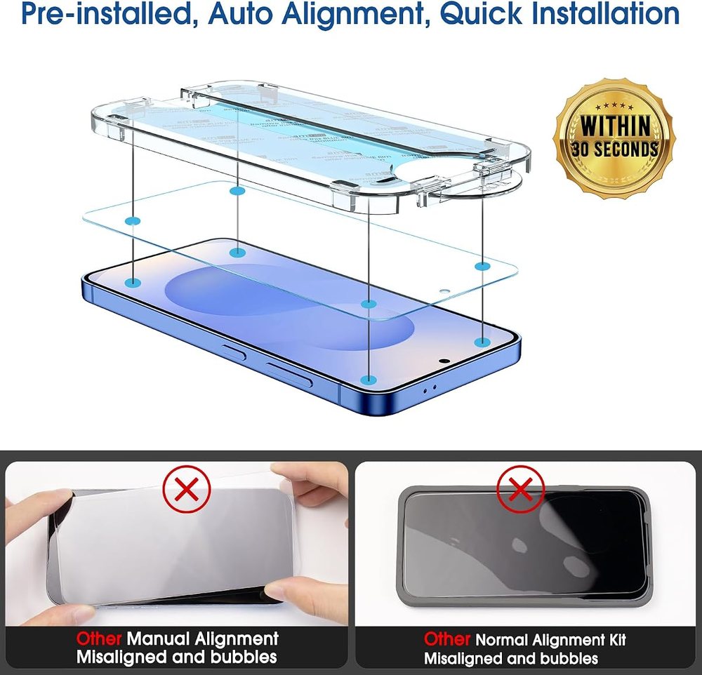 clear tempered glass screen protector for Galaxy S25 by amFilm