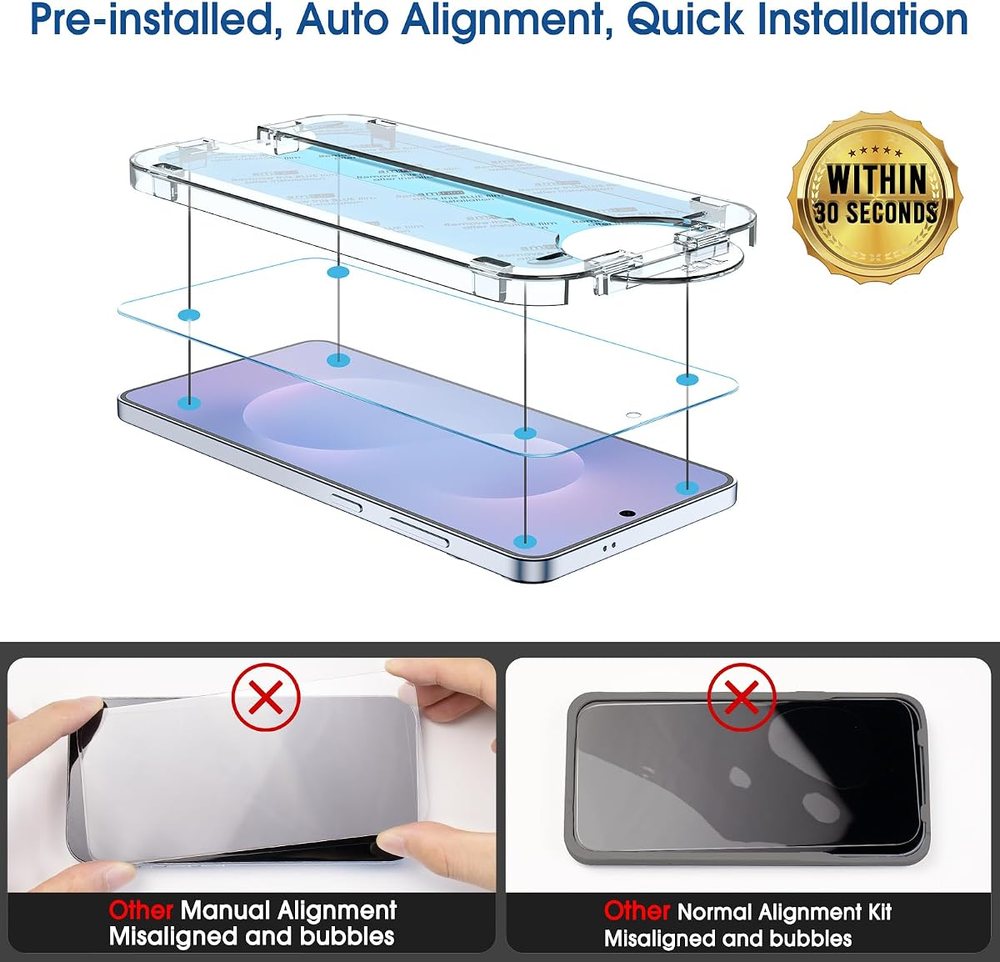 clear tempered glass screen protector for Galaxy S25 by amFilm
