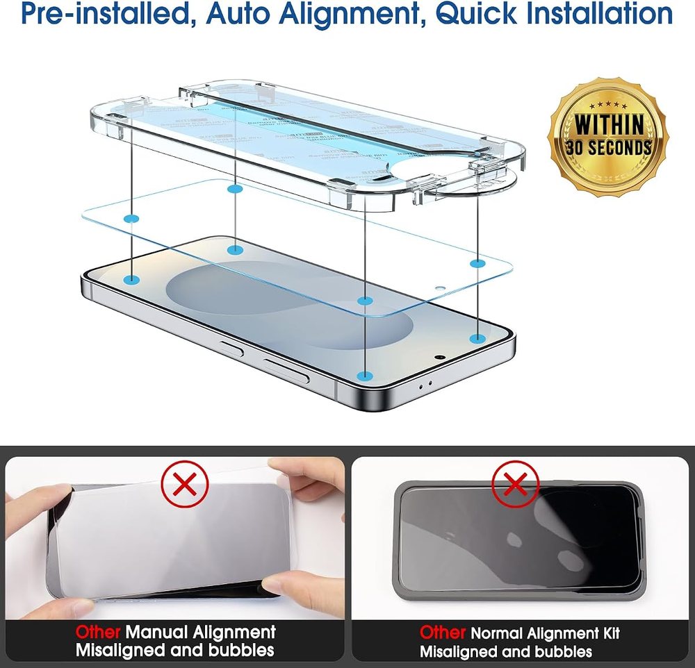 clear tempered glass screen protector for Galaxy S25+ by amFilm