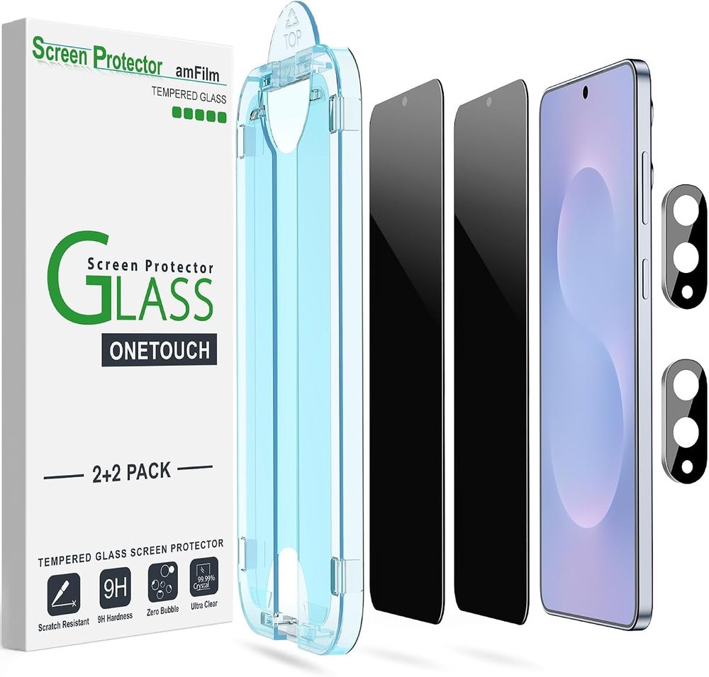 privacy tempered glass screen protector for Galaxy S25 by amFilm