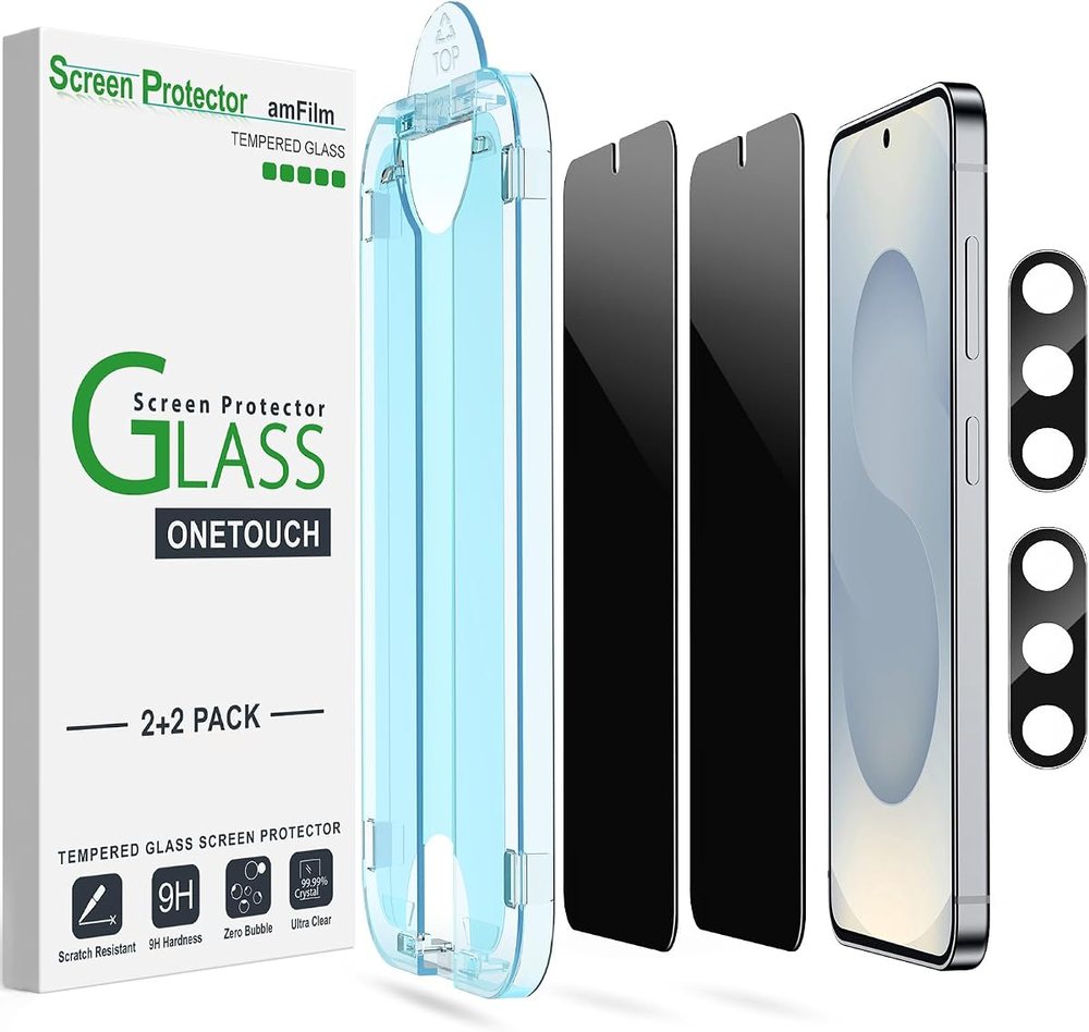 privacy tempered glass screen protector for Galaxy S25+ by amFilm