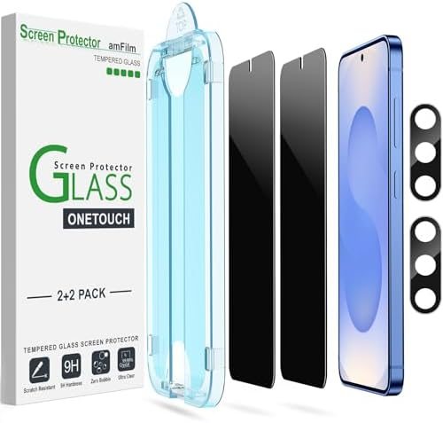 privacy tempered glass screen protector for Galaxy S25 by amFilm