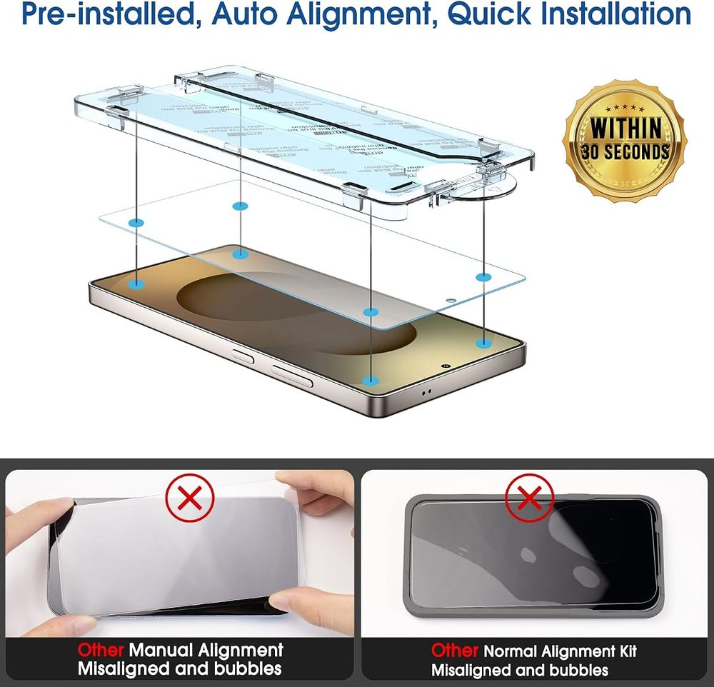 clear tempered glass screen protector for Galaxy S25 Ultra by amFilm