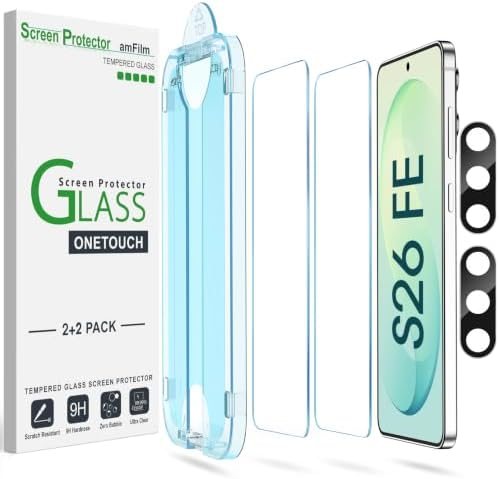 clear tempered glass screen protector for Galaxy S26 FE by amFilm