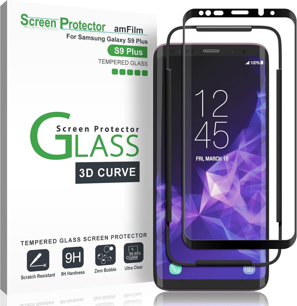 clear tempered glass screen protector for Galaxy S9 Plus by amFilm