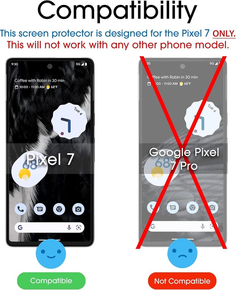 clear tempered glass screen protector for Google Pixel 7 by amFilm