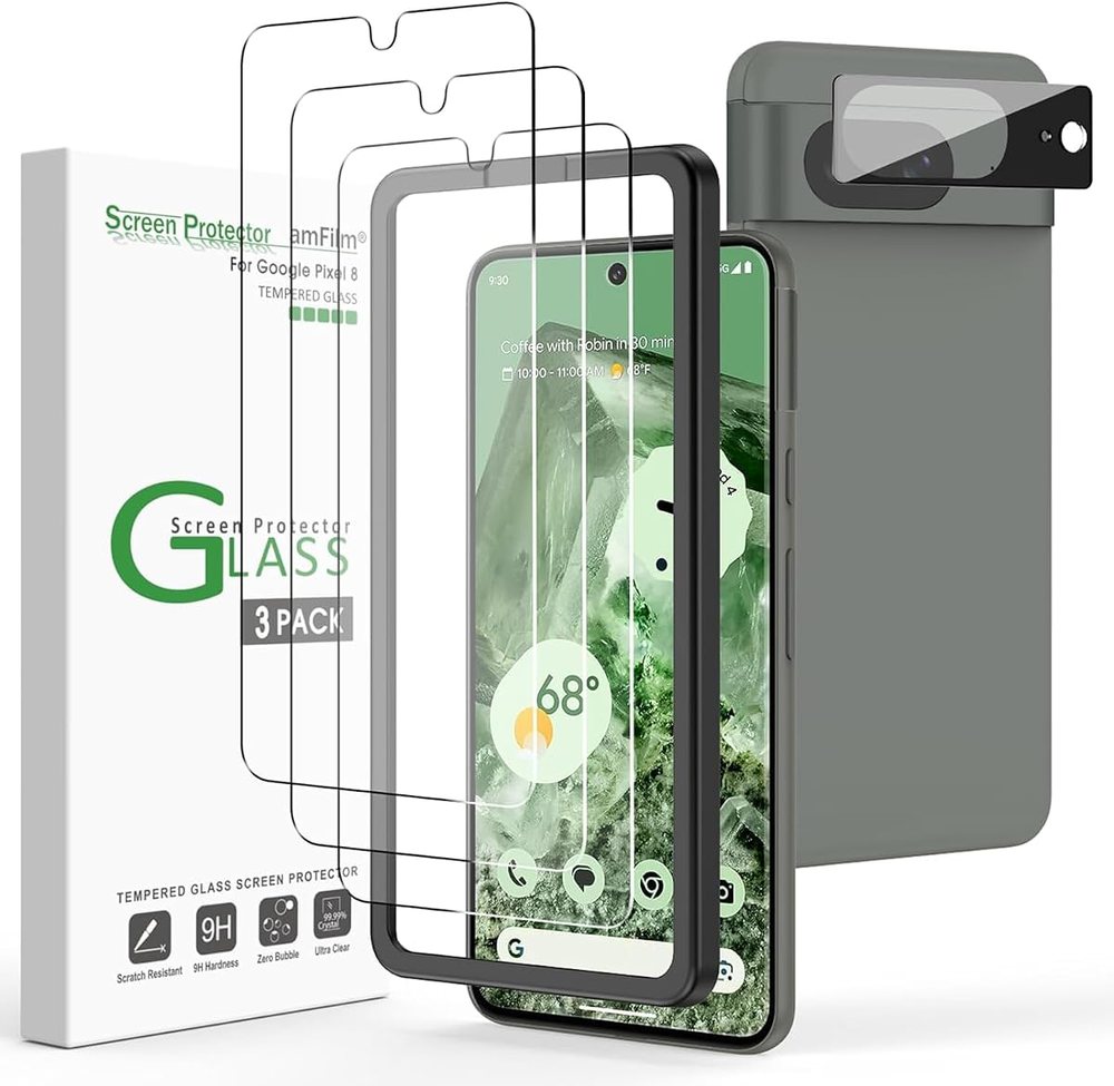 clear tempered glass screen protector for Google Pixel 8 by amFilm