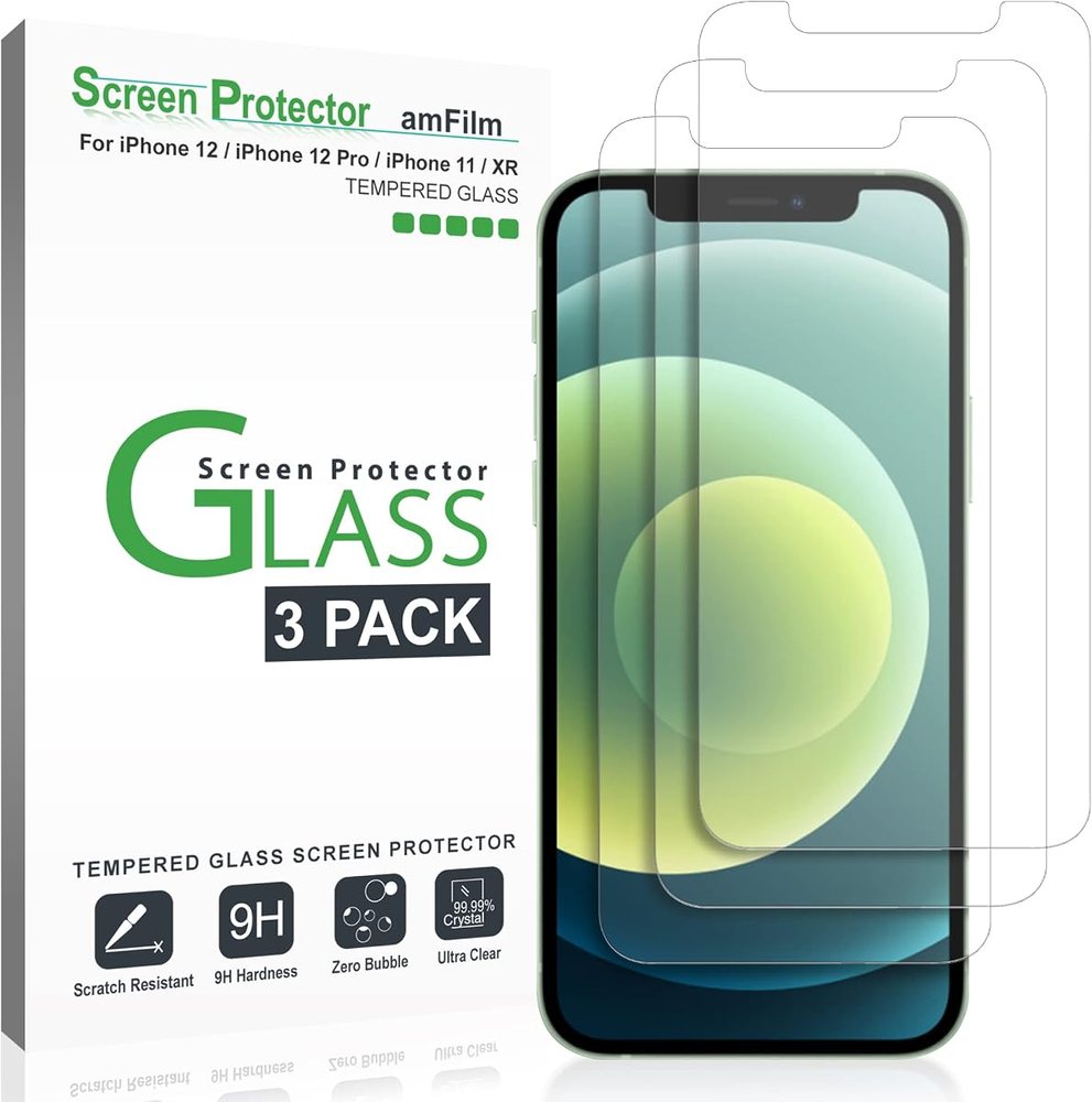 clear tempered glass screen protector for iPhone 12 by amFilm