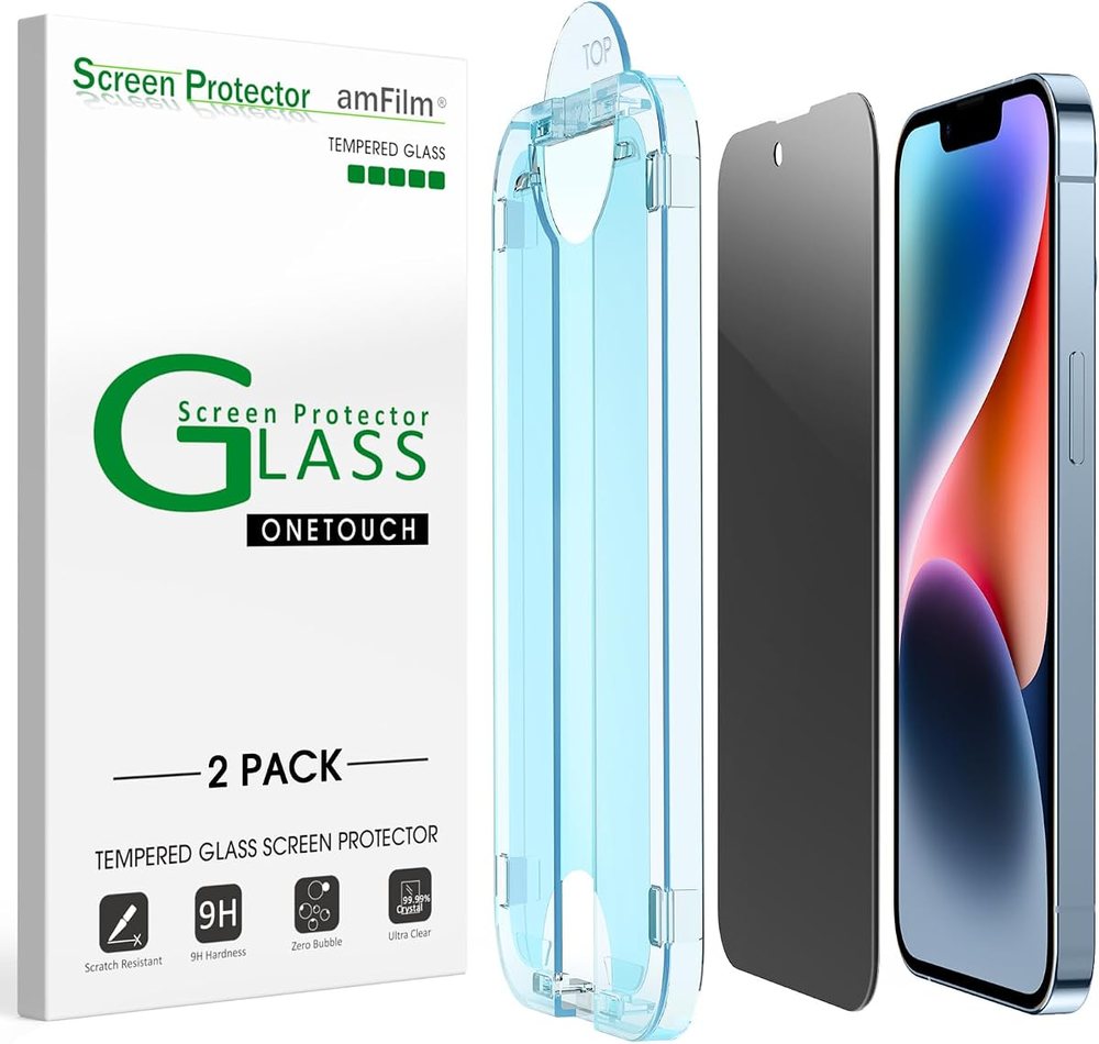 privacy tempered glass screen protector for iPhone 13/13 Pro by amFilm