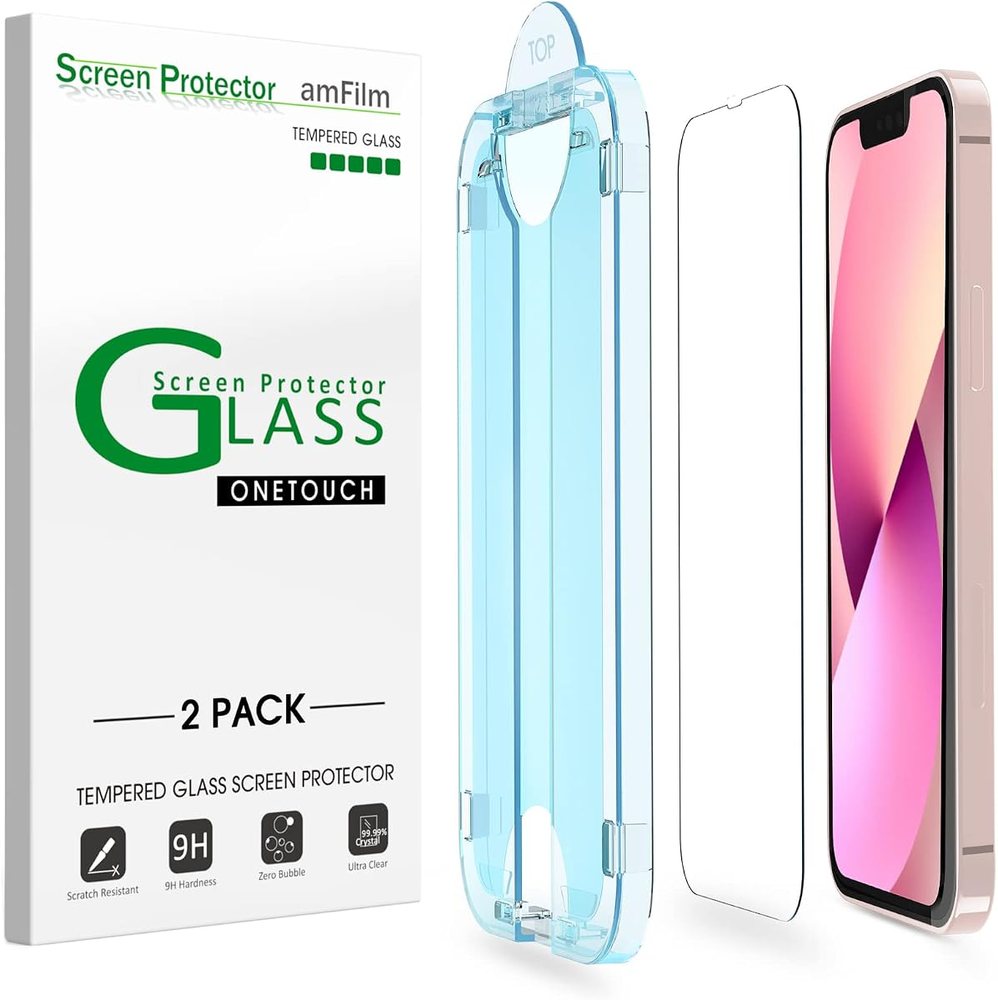 clear tempered glass screen protector for iPhone 13 Mini by amFilm