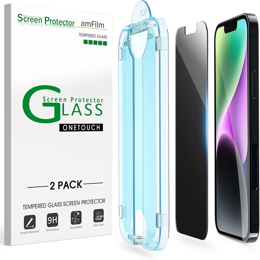 privacy tempered glass screen protector for iPhone 14 Plus/13 Pro by amFilm