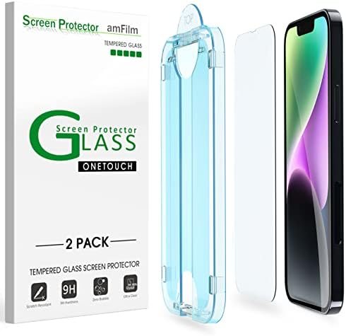clear tempered glass screen protector for iPhone 14 Plus by amFilm