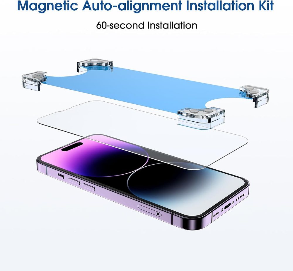 clear tempered glass screen protector for iPhone 14 Pro by amFilm