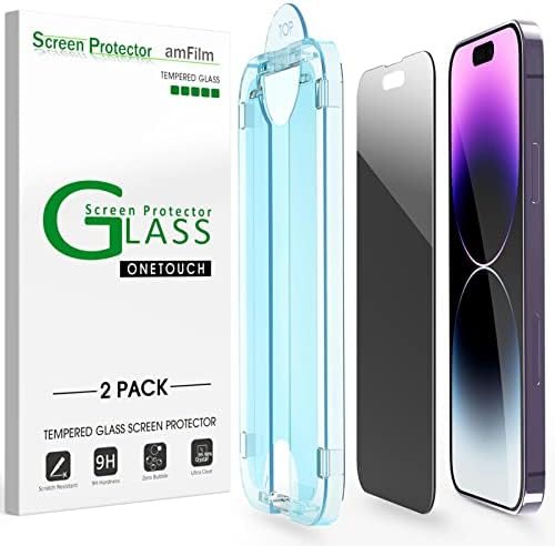 privacy tempered glass screen protector for iPhone 14 Pro by amFilm