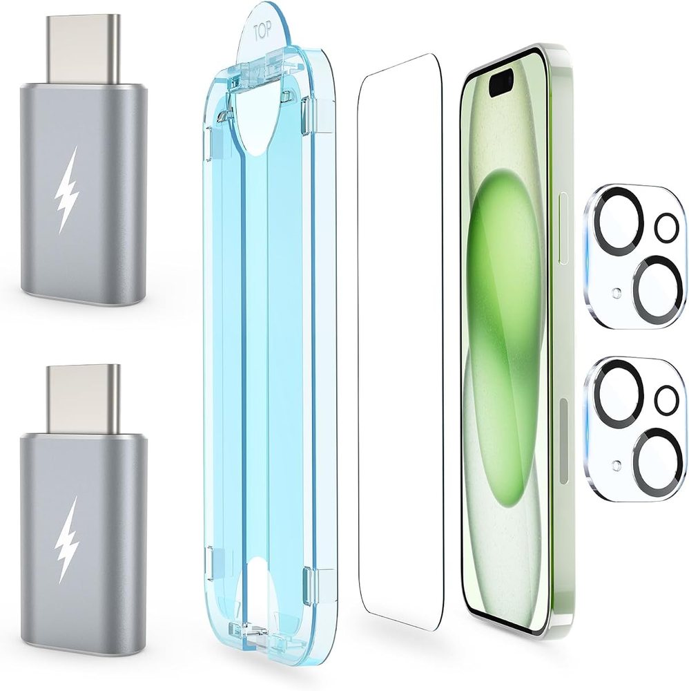 clear tempered glass screen protector for iPhone 15 Plus by amFilm