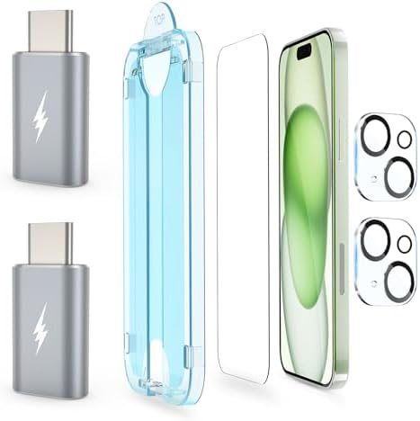 clear tempered glass screen protector for iPhone 15 Plus by amFilm