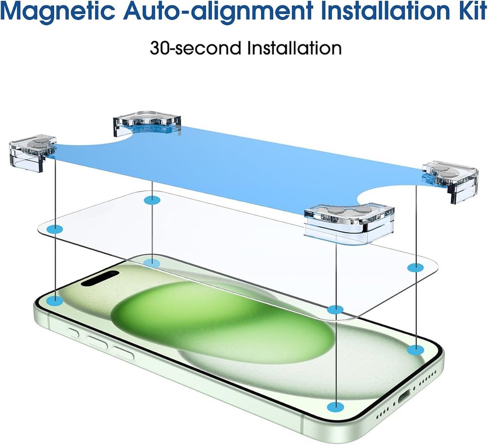 clear tempered glass screen protector for iPhone 15 Plus by amFilm