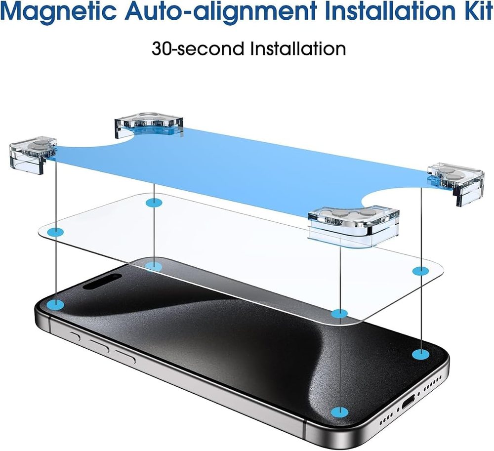 clear tempered glass screen protector for iPhone 15 Pro by amFilm
