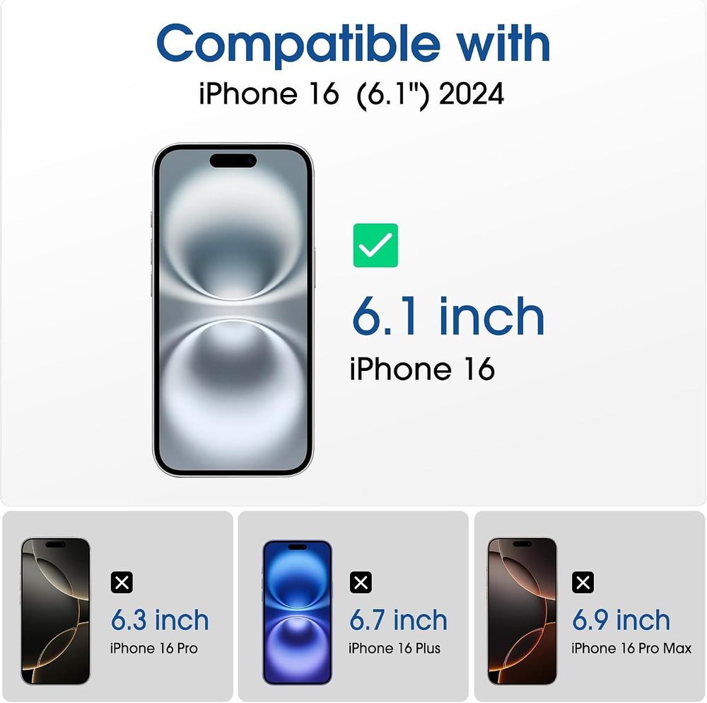 clear tempered glass screen protector for iPhone 16 by amFilm