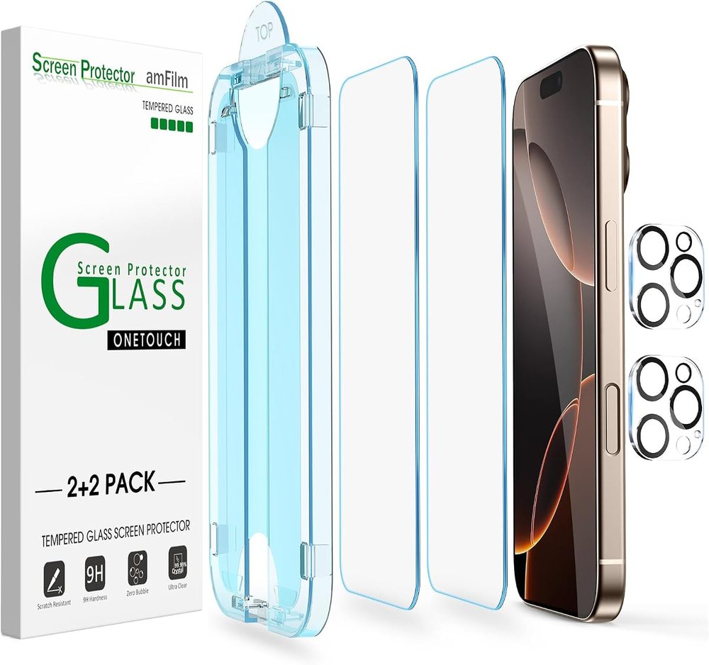 clear tempered glass screen protector for iPhone 16 Pro Max by amFilm