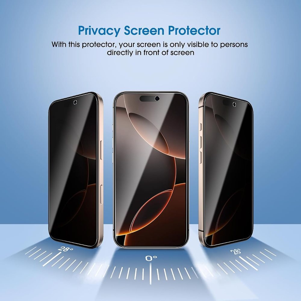 privacy tempered glass screen protector for iPhone 16 Pro Max by amFilm