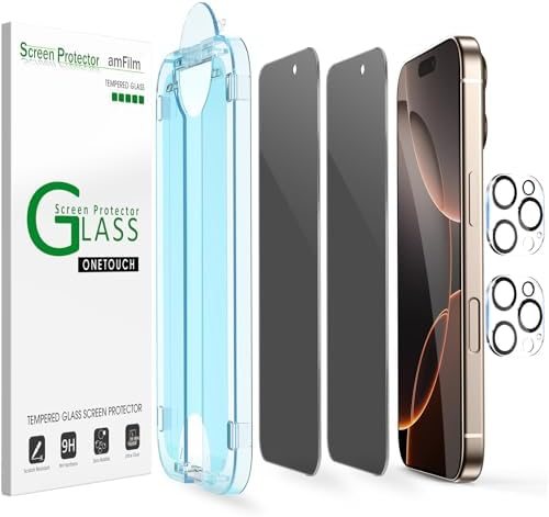 privacy tempered glass screen protector for iPhone 16 Pro Max by amFilm