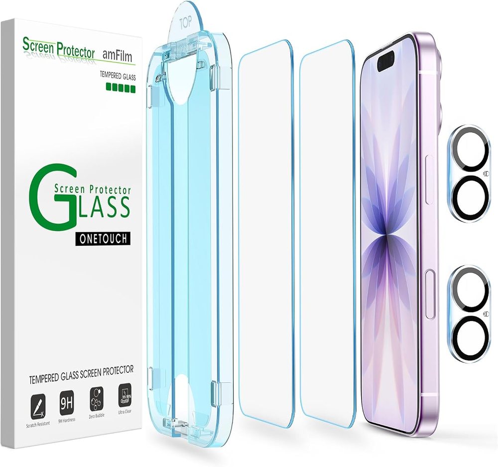 clear tempered glass screen protector for iPhone 17 by amFilm