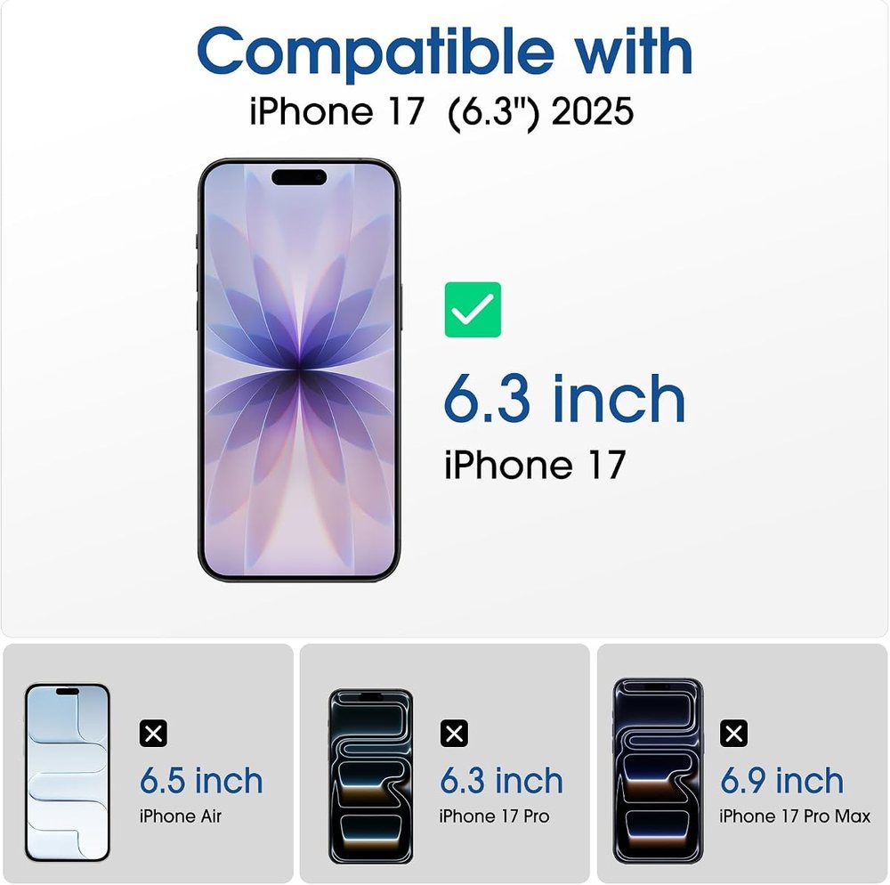 clear tempered glass screen protector for iPhone 17 by amFilm