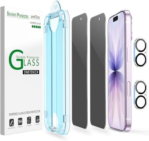 privacy tempered glass screen protector for iPhone 17 by amFilm