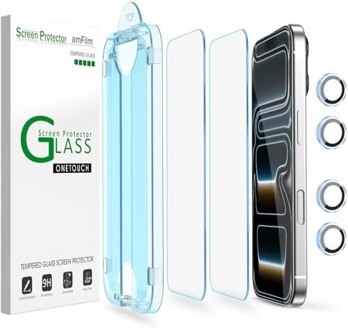 clear tempered glass screen protector for iPhone 17 Pro by amFilm