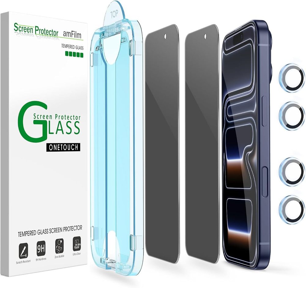 privacy tempered glass screen protector for iPhone 17 Pro Max by amFilm