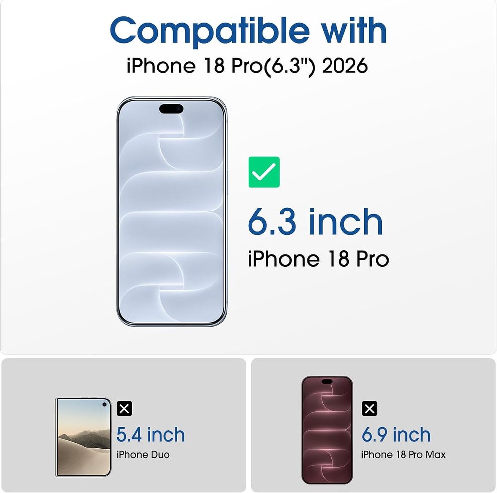 clear tempered glass screen protector for iPhone 18 Pro by amFilm