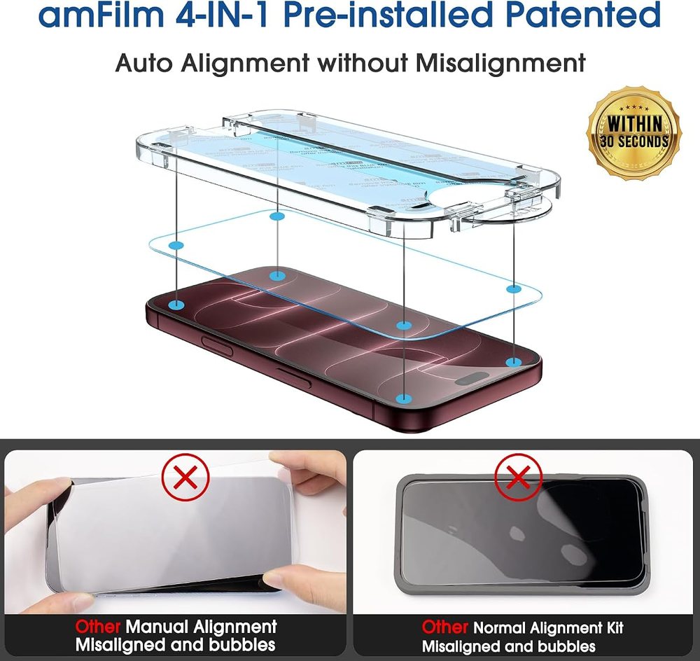 clear tempered glass screen protector for iPhone 18 Pro Max by amFilm