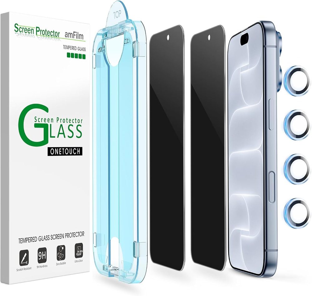 privacy tempered glass screen protector for iPhone 18 Pro by amFilm