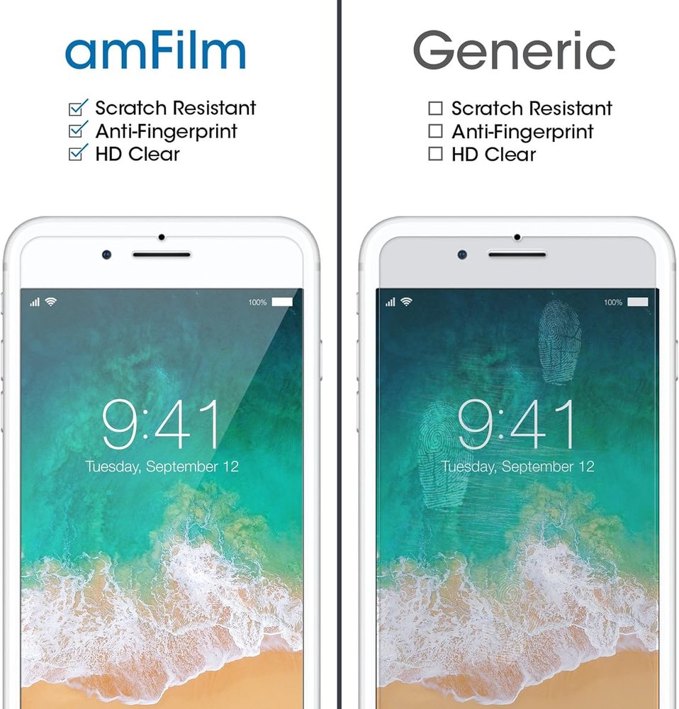clear tempered glass screen protector for iPhone 8 Plus by amFilm