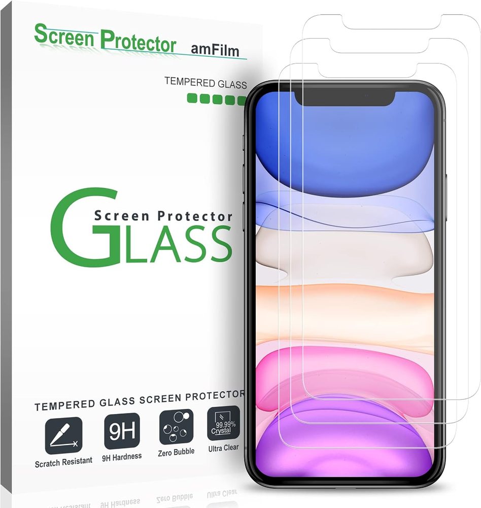 clear tempered glass screen protector for iPhone XR by amFilm